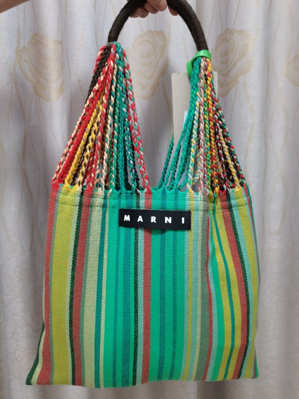 Woven Market Bag Stripe Picnic Hammock Bag Marni Bag